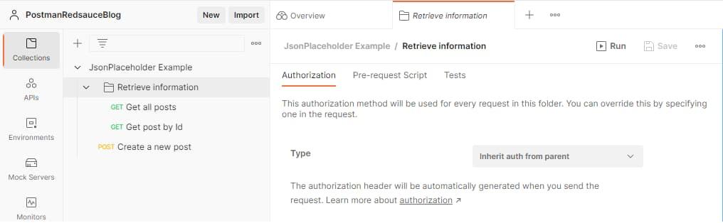 Folder structure on postman